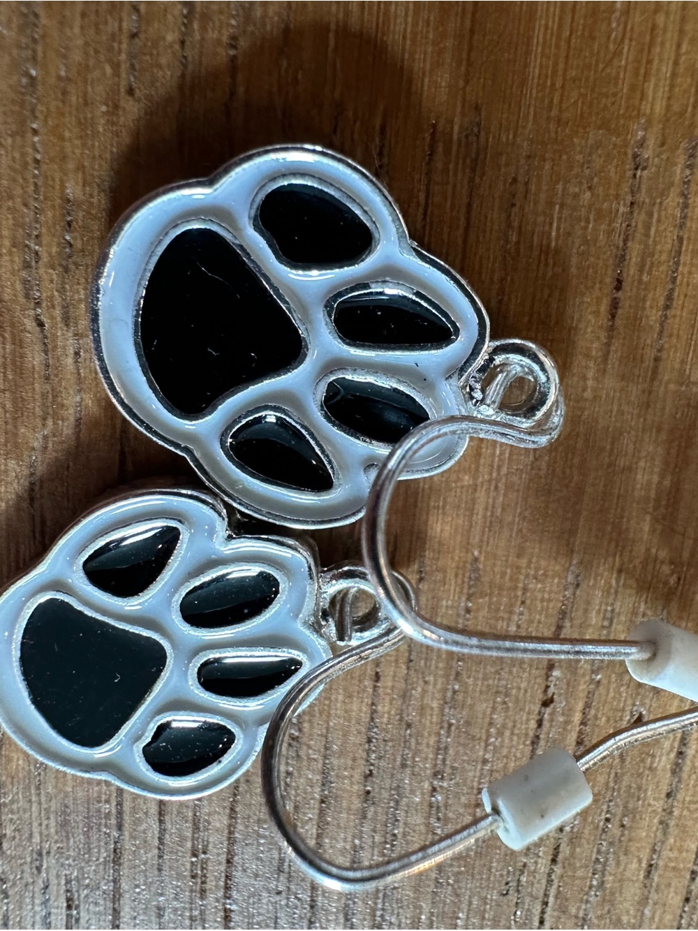 Black & White Paw Print Dangle Earrings